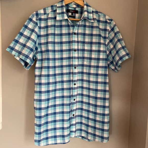 Men’s short sleeve button down shirt blue Large - Picture 1 of 9